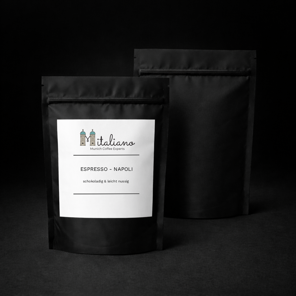 Verpackung Mitaliano Espressobohnen Vorder- und Rückseite